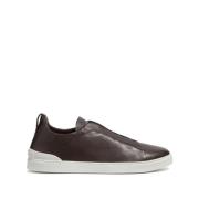 Bruine Triple Stitch Sneakers Ermenegildo Zegna , Brown , Heren