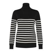 Gestreepte Rollneck Pullover Trui Zwart Saint Tropez , Black , Dames