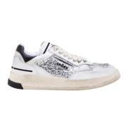 Lage Glitter Leren Sneakers Ghoud , White , Dames