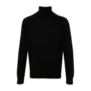 Zwarte Wollen Gebreide Coltrui Sweater Fay , Black , Heren