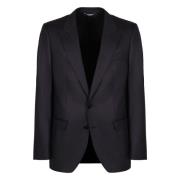 Wollen Blazer Revers Kraag Zakken Dolce & Gabbana , Blue , Heren