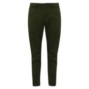 Slim Fit Katoenen Broek Groen Militair Dsquared2 , Green , Heren