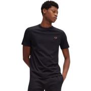 Zwart T-shirt met klein logo Fred Perry , Black , Heren