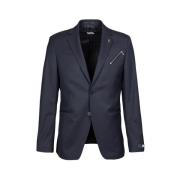 Navy Blauw Wollen Blazer Karl Lagerfeld , Blue , Heren