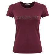 Dames Logo T-shirt met Strass Logo Patrizia Pepe , Brown , Dames