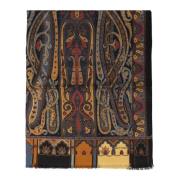 Paisley Print Wol Zijde Sjaal Etro , Multicolor , Dames