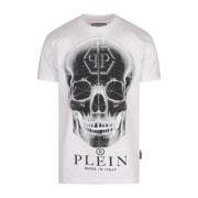 Wit Katoenen T-shirt met Merksymbolen Philipp Plein , White , Heren