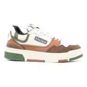 Kleur-Blok Leren Sneaker met Suède Details Autry , Brown , Dames