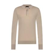 Taupe Polo Shirt met Lange Mouwen Aeden , Beige , Heren