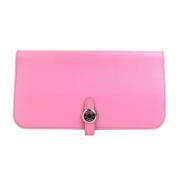 Pre-owned Leather wallets Hermès Vintage , Pink , Dames