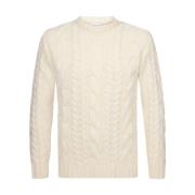 Off White Crew Neck Pullover Profuomo , Beige , Heren