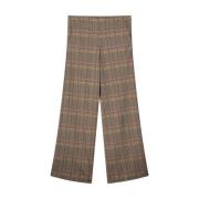 Check Jacquard Wijde Broek Summum Woman , Brown , Dames