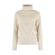 Cable Knit Turtle Neck Pullover Bloomings , Beige , Dames