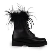 Veren Zwarte Veterschoenen van Leer Twinset , Black , Dames