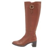 Pre-owned Leather boots Salvatore Ferragamo Pre-owned , Brown , Dames