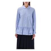 Geruite Gestreepte Shirt Blauw/Wit Comme des Garçons , Blue , Dames