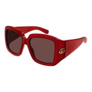 Burgundy/Brown Zonnebril Gucci , Red , Dames