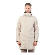 Beige Lange Slimme Jas K-Way , Beige , Heren