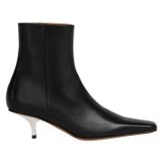 Zilveren Stiletto Hak Leren Laarzen Marni , Black , Dames