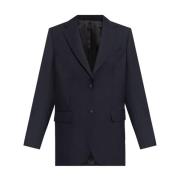 Blauwe Wollen Jas Knoopsluiting Officine Générale , Blue , Dames