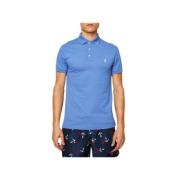 Slim Fit Piqué Katoenen Polo Shirt Polo Ralph Lauren , Blue , Heren