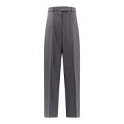 Wijde Pijp Wollen Broek Róhe , Gray , Dames