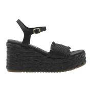 Zwarte Geweven Leren Sleehak Sandalen Emanuelle Vee , Black , Dames