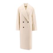 Peak Lapel Wol Kasjmier Jas Róhe , White , Dames