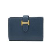 Pre-owned Leather wallets Hermès Vintage , Blue , Dames