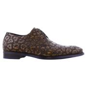 Bruine Reptielenprint Leren Schoenen Floris van Bommel , Brown , Heren