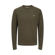 Gebreide ronde hals olijfnacht/melange Jack & Jones , Green , Heren