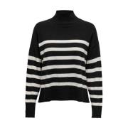 Highneck Pullover Gebreid Only , Black , Dames