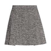 Herringbone A-Line Flared Skirt Moschino , Black , Dames