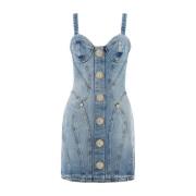 Stijlvolle Denim Mini Jurk Balmain , Blue , Dames