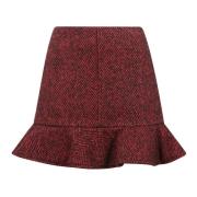 Wollen Herringbone Mini Rok Ganni , Brown , Dames