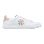 Witte Roze Sneakers Double T Howell Court Tory Burch , White , Dames