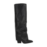 Zwarte leren omvouwbare laarzen Paris Texas , Black , Dames