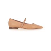 Beige Leren Ballerina Platte Schoenen Malone Souliers , Beige , Dames