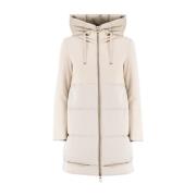 Bi-materiaal donsjack met grote capuchon Duno , Beige , Dames