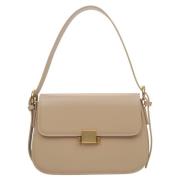 Dames Beige Leren Schoudertas met Gouden Hardware Er00115677 Estro , B...