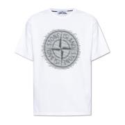 T-shirt met print Stone Island , White , Heren