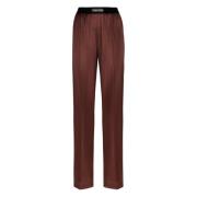 Zijden broek met fluwelen inzet Tom Ford , Brown , Dames