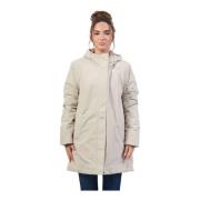 Beige Slim-Fit Halflange Jas K-Way , Beige , Dames