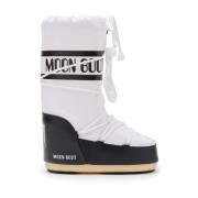 Tweekleurig Logo Print Veterschoenen Moon Boot , White , Dames