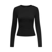 Life Longsleeve Top met Rhinestones Only , Black , Dames