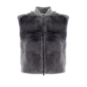 Luxe Gebreid Vest met Ritssluiting Peserico , Gray , Dames