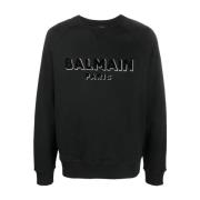 Zwarte Sweater met Logo Print Balmain , Black , Heren