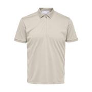 Zip Polo Shirt Selected Homme , Beige , Heren