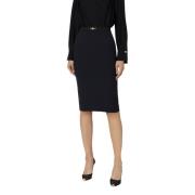 Zwarte Midi Rok met Franse Zakken Elisabetta Franchi , Black , Dames