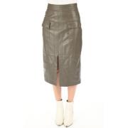 Midi lamsleren rok La Canadienne , Green , Dames